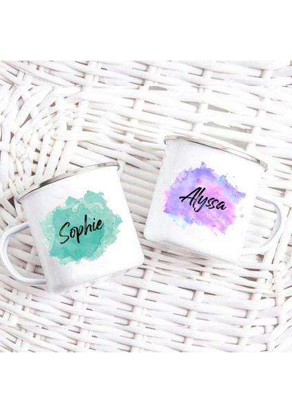 -A015WH-8 360 ml Kişiselleştirilmiş Kupa Suluboya Adı Fincan Kahve Emaye Kupa Düğün Nedime Anneler Günü Doğum Günü Hediyeleri Aile Arkadaşlar Için (Yurt Dışından)
