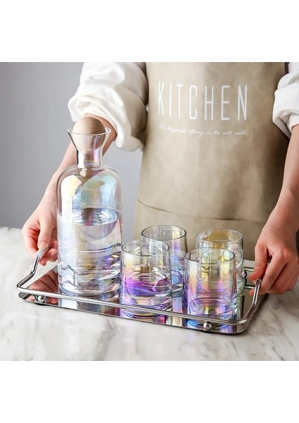 Grı 300 ml Jınyoujıa Iskandinav Cam Sürahi Su Sürahi Ahşap Kapaklı Su Isıtıcısı Içme Bardağı Çaydanlık Meyve Suyu Sürahisi Ev Drinkware (Yurt Dışından)