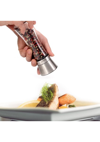 5 Inç x 1 Leeseph 18/8 Fırçalanmış Paslanmaz Çelik Karabiber Değirmeni ve Tuz Değirmeni, 6 Oz Cam Uzun Gövde, 5 Sınıf Ayarlanabilir Seramik Rotor (Yurt Dışından) modelleri