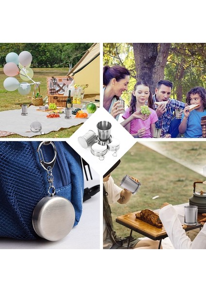 250ML 5pcs Paslanmaz Çelik Katlanır Bardak Katlanabilir Seyahat Kamp Tencere Geri Çekilebilir Bardak Çay Fincanı Teleskopik Bardak Drinkware 75ML/150ML/250ML (Yurt Dışından) fiyatları