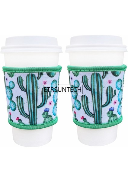 Kaktüs 2pcs Neopren Isıya Dayanıklı 4mm Kalın Yalıtımlı Yeniden Kullanılabilir Sıcak Kahve Kupası Kollu Sıcak Kahve ve Çay Için 12OZ-24OZ Bardak (Yurt Dışından)
