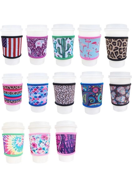Kaktüs 2pcs Neopren Isıya Dayanıklı 4mm Kalın Yalıtımlı Yeniden Kullanılabilir Sıcak Kahve Kupası Kollu Sıcak Kahve ve Çay Için 12OZ-24OZ Bardak (Yurt Dışından)