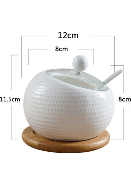 N Taban Seramik Baharat Pot Mutfak Malzemeleri Kutusu Ev Kombinasyonu Mutfak Malzemeleri Şişe Yağ Tuz Potu, Bambu Tabanlı 3 Takım (Yurt Dışından)