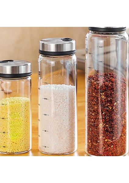 300ML Yüksek Borosilikat Cam Baharat Kutusu Biber Baharat Çalkalayıcı Mutfak Tuzu Susam Katı Çeşni Mühürlü Şişe Döner Kapaklı (Yurt Dışından) fırsatları