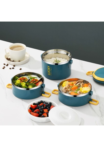 2 Mavi Çanta ile Tuuth Ofis Çalışanı Için Çok Katmanlı Öğle Yemeği Kutusu Büyük Kapasiteli Gıda Sınıfı Paslanmaz Çelik Bento Kutusu Gıda Kabı Okul Pikniği (Yurt Dışından)