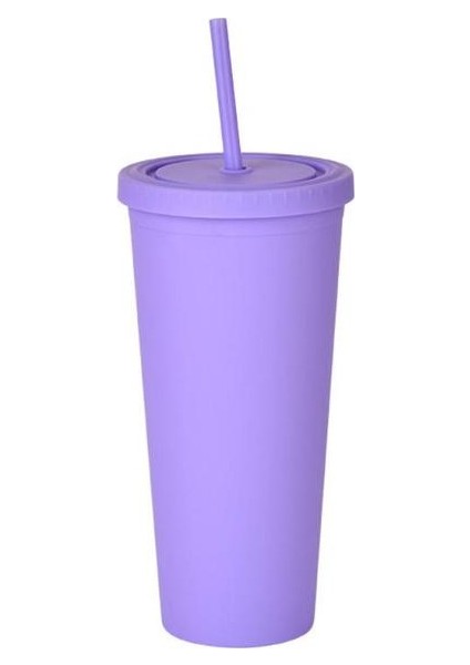 01 700 ml Çift Katmanlı Saman Bardak Yaz Soğuk Su Bardağı Kahve Kupa Sızdırmaz Plastik Saman ile Bardak Taşınabilir Buzlu Su Şişesi (Yurt Dışından)