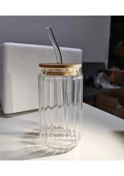Stripes S Seti 48 Saat ile Birlikte Gönderilir 400/500 ml Şeffaf Içme Gereçleri Kahve Cam Pipetli Bardak Şarap Süt Bira Kola Suyu Soğuk Drinkware El Yapımı Kutu (Yurt Dışından)