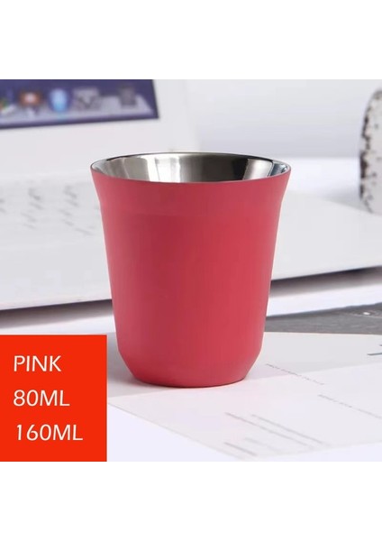 Pembe 160 ml 80/160 ml Soğuk Su Içecekleri Bardak Taşınabilir Yeniden Kullanılabilir Çift Aşıklar Aile Çift Duvar Bira Bardağı Modern Mate Fincan Paslanmaz Çelik (Yurt Dışından)