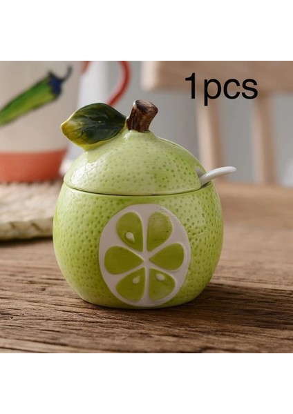 S 5 Seramik Baharat Potu Mutfak Malzemeleri Kutusu Ev Kombinasyonu Mutfak Malzemeleri Şişe Yağ Tuz Potu, Bambu Tabanlı 3 Takım (Yurt Dışından)