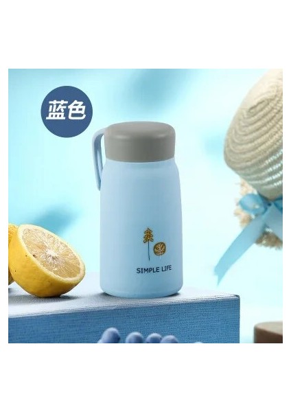 Mavi 360 ml C2 Yeni Seyahat Için Taşınabilir Karikatür Cam Su Bardağı Yaratıcı Kupa Tumbler Kulplu Bardak Su Kapaklı Bardak Soğuk Bardak Öğrenci Hediye (Yurt Dışından)