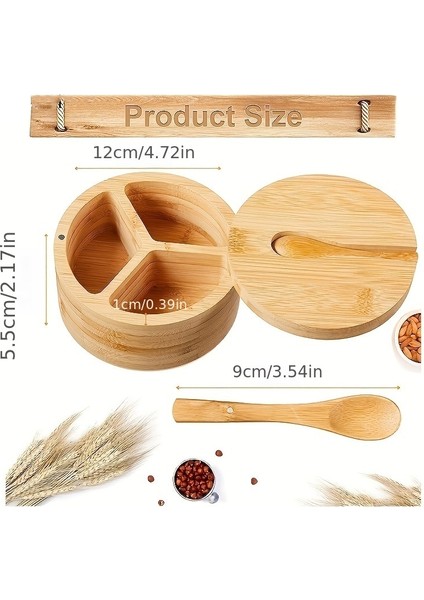 A-3 Bambu Baharat Kutusu Kaşık Döner Kapaklı Baharat Kutusu Baharat Kabı Şeker Tuz Biber Kavanoz Çeşniler Piknik Gadget (Yurt Dışından) fırsatları