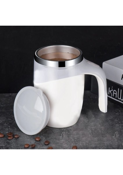 Kahve Rengi 380 ml Gıanxı Otomatik Kendi Kendini Karıştıran Manyetik Kupa Dönen Ev Ofis Seyahat Paslanmaz Çelik Blender Akıllı Mikser Kahve Karıştırma Bardağı (Yurt Dışından)
