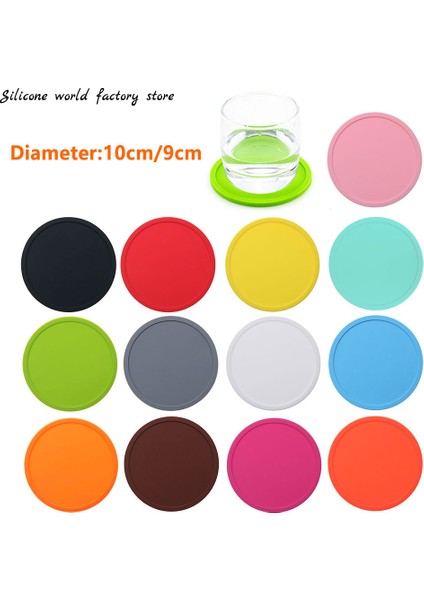 Yeşil 9 cm Silikon Dünya 10/9 cm Masa Mat Şeker Renk Bardak Altlığı Yuvarlak Bardak Altlığı Su Geçirmez Kaymaz Yalıtım Çay Altlığı Mat Bar Altlığı (Yurt Dışından)
