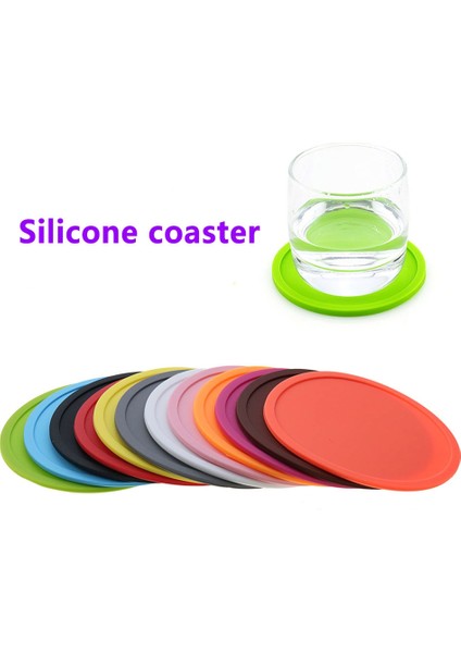 Yeşil 9 cm Silikon Dünya 10/9 cm Masa Mat Şeker Renk Bardak Altlığı Yuvarlak Bardak Altlığı Su Geçirmez Kaymaz Yalıtım Çay Altlığı Mat Bar Altlığı (Yurt Dışından)