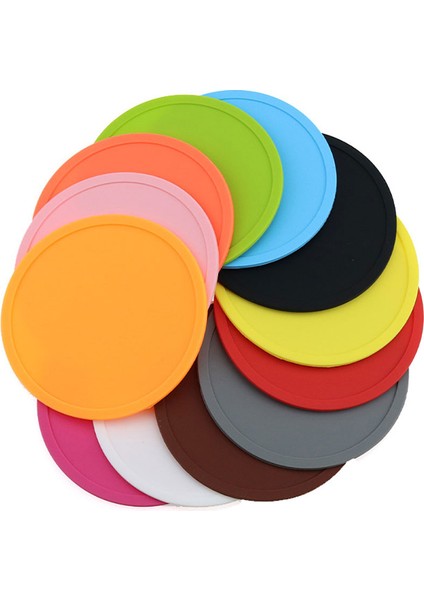 Yeşil 9 cm Silikon Dünya 10/9 cm Masa Mat Şeker Renk Bardak Altlığı Yuvarlak Bardak Altlığı Su Geçirmez Kaymaz Yalıtım Çay Altlığı Mat Bar Altlığı (Yurt Dışından)