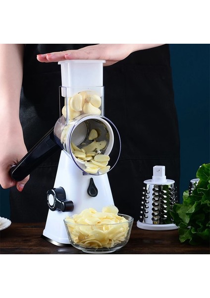 Koyu Yeşil 3 In 1 Dilimleme Rende Sebze Dilimleyici Manuel Patates Havuç Plastik Peynir Rende Paslanmaz Çelik Bıçak Ev Mutfak Aletleri Hediye (Yurt Dışından)
