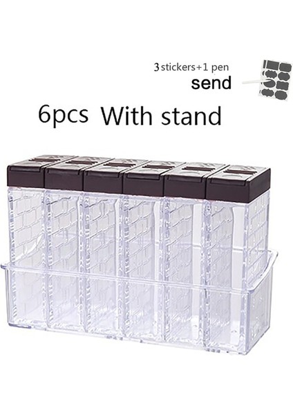 Set B Şeffaf Baharat Kavanoz Seti Tuz ve Biber Baharat Şişesi Renkli Kapaklı Mutfak Çeşni Şişe Saklama Kabı Baharat Rafı (Yurt Dışından)