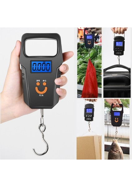 Siyah 50 KG/10G Mini Dijital Ölçek Balıkçılık Bagaj Seyahat Ağırlık Steelyard Asılı Elektronik Kanca Ölçeği Mutfak Ağırlık Aracı (Yurt Dışından)