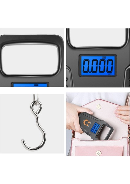 Siyah 50 KG/10G Mini Dijital Ölçek Balıkçılık Bagaj Seyahat Ağırlık Steelyard Asılı Elektronik Kanca Ölçeği Mutfak Ağırlık Aracı (Yurt Dışından) modelleri