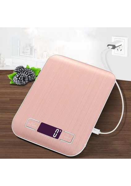 Pembe 5kg 5/10KG Dijital Ölçeği Elektronik USB Şarj Mutfak Terazisi LCD Ekran 1g/0.1oz Hassas Gıda Ölçeği Pişirme Pişirme Ölçme Aracı (Yurt Dışından)