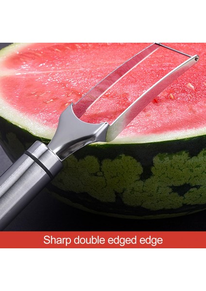 Gümüş Karpuz Çatal Dilimleme 2'si 1 Arada Salata Kavun Kesici Yeniden Kullanılabilir Paslanmaz Çelik Hızla Güvenli Kavun Meyve Kesici Dilimleme Mutfak Gadget (Yurt Dışından) modelleri