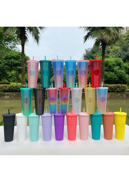 Style-D 550ML Durian Kupası 710ML Kapaklı ve Samanlı Kahve Fincanı Yaz Soğuk Su Kupa Bardak Samanlı Bardak Elmas Radyant Tanrıça Bardak (Yurt Dışından)