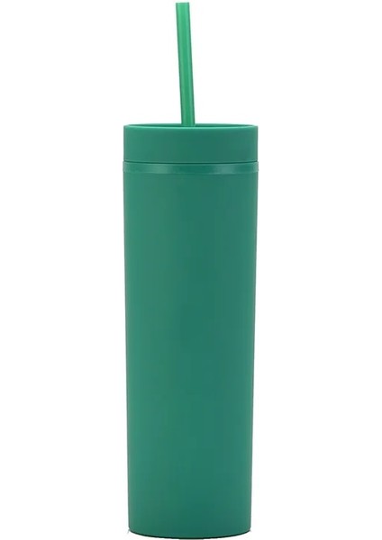 A11 Turuncu 2 Adet 450 ml Çift Katmanlı Plastik Bardak Basit Kauçuk Boya Su Bardağı Mühürlü Düz Pipetli Bardak Çok Renkli Mühürlü Sızdırmaz (Yurt Dışından)
