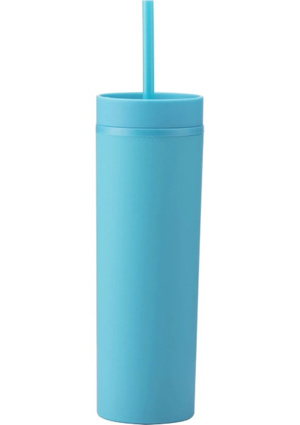 A11 Turuncu 2 Adet 450 ml Çift Katmanlı Plastik Bardak Basit Kauçuk Boya Su Bardağı Mühürlü Düz Pipetli Bardak Çok Renkli Mühürlü Sızdırmaz (Yurt Dışından)