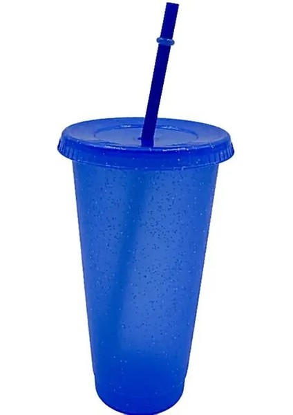 BLUE-710ML 470-700ML Yeniden Kullanılabilir Flaş Toz Pipetler Kapaklı Bardak Içme Suyu Şişeleri Sert Plastik Açık Spor Kahve Kupaları Sızdırmaz Drinkware (Yurt Dışından)