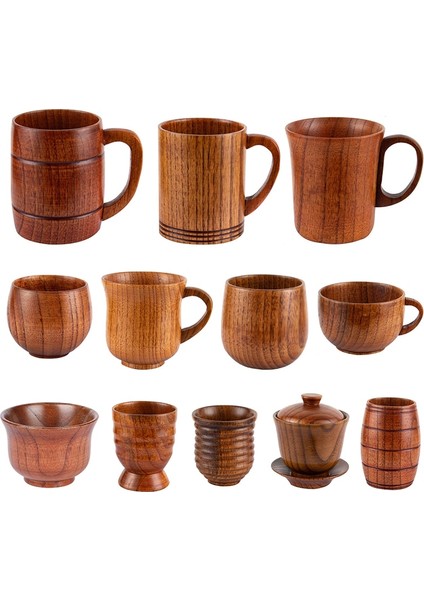 Küçük Göbek Kolu 401-500 ml Ahşap Büyük Göbek Bardak El Yapımı Hünnap Ahşap Saplı Bardak Bira Çay Kahve Süt Su Bardağı Mutfak Bar Drinkware Mutfak Bar Için 1 Pc (Yurt Dışından)