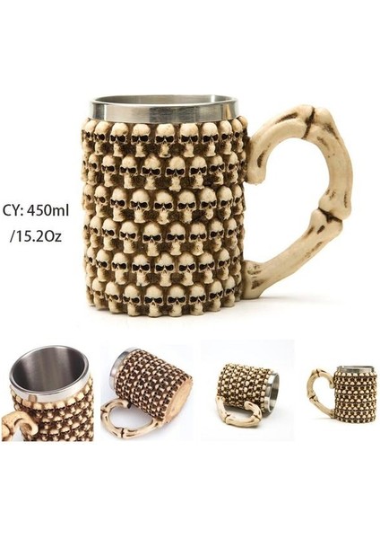 Mezar Retro Ejderha Reçine Paslanmaz Çelik Bira Kupası Kafatası Şövalye Tankard Cadılar Bayramı Kahve Fincanı Yaratıcı Viking Çay Kupa Pub Bar Dekorasyon (Yurt Dışından)