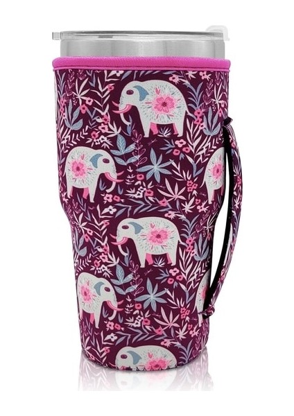 Bebek Fil 1 Paket Yeniden Kullanılabilir Buzlu Kahve Kupası Kol Neopren Yalıtımlı Kollu Bardak Kapak Tutucu Fikir 30OZ-32OZ Tumbler Bardak (Yurt Dışından)