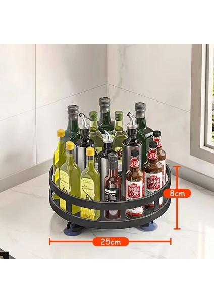 1 Kravat Siyah 360 ° Dönen Baharat Kavanoz Cam Organizatör Çok Fonksiyonlu Baharat Rafı Mutfak Tuz Lezzet Kabı Tatlandırıcı Tank Rafı (Yurt Dışından)