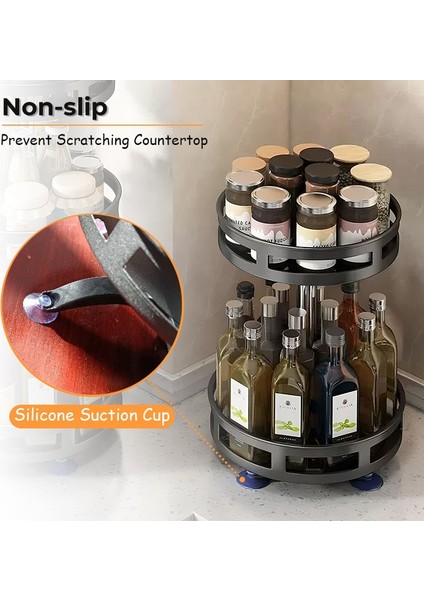 1 Kravat Siyah 360 ° Dönen Baharat Kavanoz Cam Organizatör Çok Fonksiyonlu Baharat Rafı Mutfak Tuz Lezzet Kabı Tatlandırıcı Tank Rafı (Yurt Dışından) fiyatları