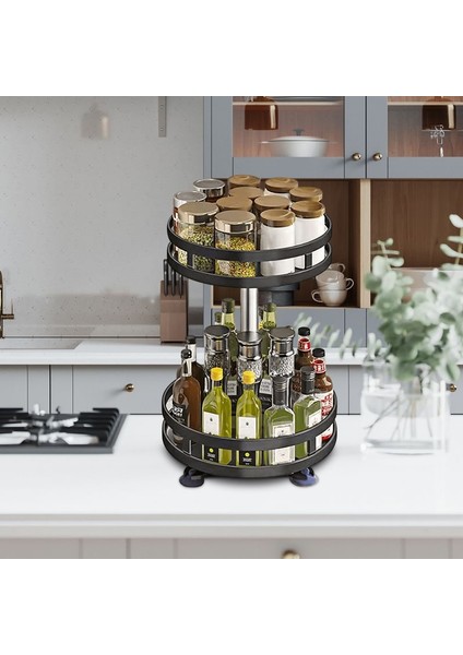 1 Kravat Siyah 360 ° Dönen Baharat Kavanoz Cam Organizatör Çok Fonksiyonlu Baharat Rafı Mutfak Tuz Lezzet Kabı Tatlandırıcı Tank Rafı (Yurt Dışından) fırsatları