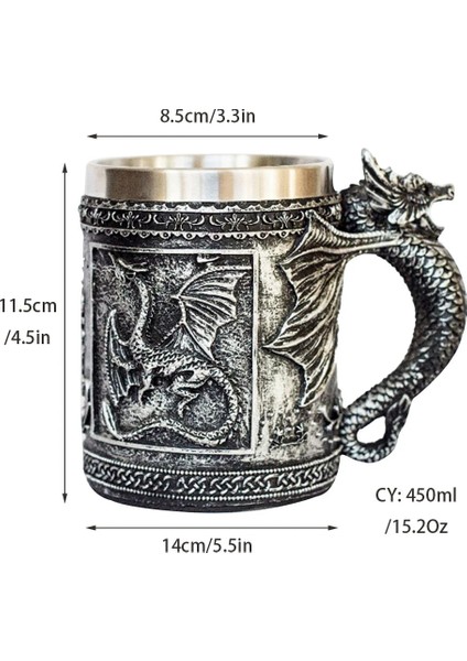 Mezar Retro Ejderha Reçine Paslanmaz Çelik Bira Kupası Kafatası Şövalye Tankard Cadılar Bayramı Kahve Fincanı Yaratıcı Viking Çay Kupa Pub Bar Dekorasyon (Yurt Dışından)