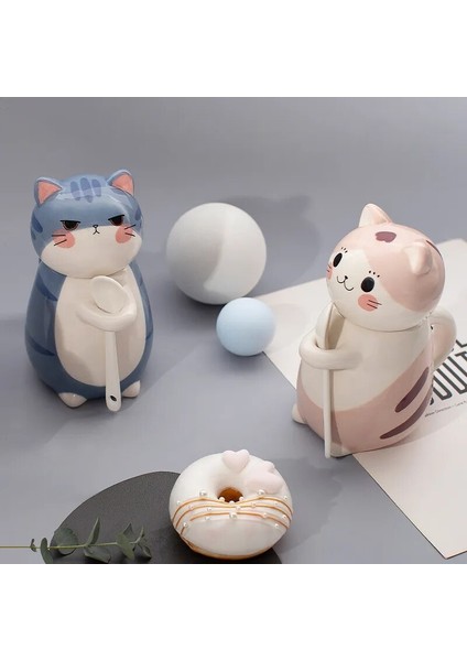 Stil 3 12 Stilleri Sevimli Kedi Seramik Kupa Yaratıcı El Boyalı 3D Kulplu Kupalar Kahve Çay Süt Kahvaltı Bardak Güzel Hediyeler (Yurt Dışından)