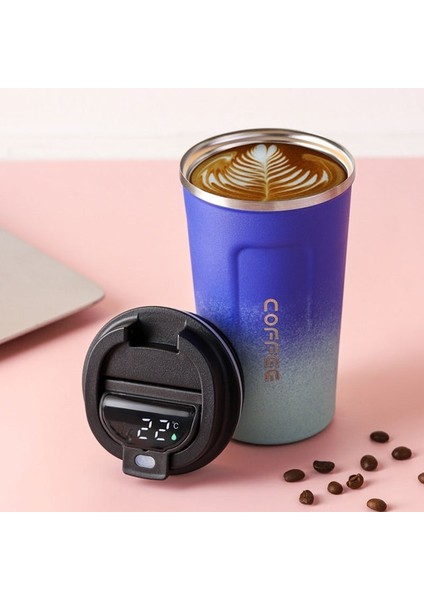 Kahve CUP008 500ML 510ML/380ML Sıcaklık Göstergesi Kahve Fincanı Paslanmaz Çelik Yalıtımlı Bardak Çok Fonksiyonlu Araba Bardağı Sızdırmaz Seyahat Su Bardağı (Yurt Dışından)