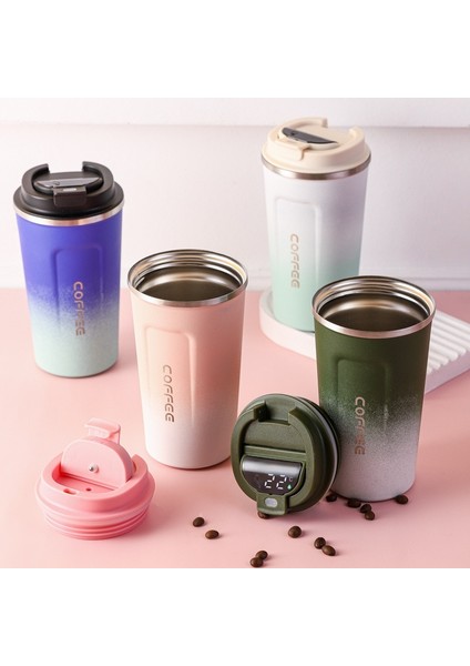 Kahve CUP008 500ML 510ML/380ML Sıcaklık Göstergesi Kahve Fincanı Paslanmaz Çelik Yalıtımlı Bardak Çok Fonksiyonlu Araba Bardağı Sızdırmaz Seyahat Su Bardağı (Yurt Dışından) fiyatları