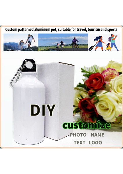Gümüş (500ML) Özel Diy Metal Alüminyum Şişe Spor Su Şişeleri Baskı Logo Adı Görüntü 500ML 600ML Yürüyüş Turu Tırmanma Hediye Tumbler (Yurt Dışından) indirimleri