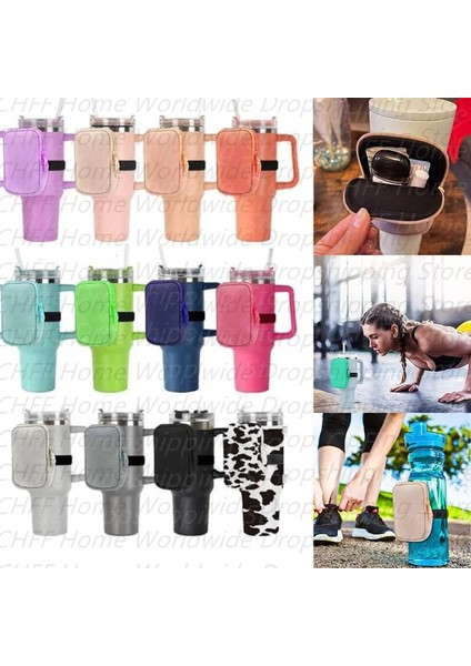 Sarı Softbol Neopren Su Şişesi Kılıfı Stanely Tumbler Için Katı Leopar 20OZ 30OZ 40OZ Kart Anahtar Cep Telefonu Tutucu Şişe Çantası Için Kupalar Bardaklar (Yurt Dışından)
