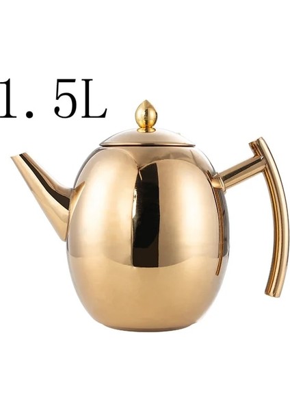 Altın 1.5l Yüksek Kaliteli Paslanmaz Çelik Çaydanlık Cezve Filtresi ile Otel Restoran Indüksiyon Ocak Çay Su Isıtıcısı Su Potu 1l/1.5l (Yurt Dışından)