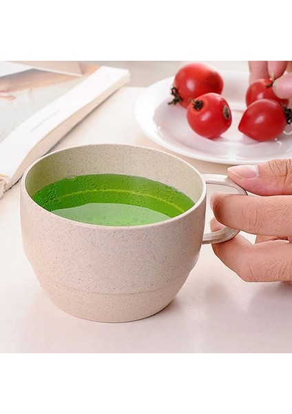 Açık Yeşil 4 Adet Iskandinav Tarzı Plastik Çay Bardağı Kahve Çay Sütlü Içecek Bardağı Çevre Dostu Yeniden Kullanılabilir Buğday Samanı Bardak Seyahat Banyo Diş Fırçası Bardağı (Yurt Dışından)