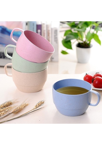 Açık Yeşil 4 Adet Iskandinav Tarzı Plastik Çay Bardağı Kahve Çay Sütlü Içecek Bardağı Çevre Dostu Yeniden Kullanılabilir Buğday Samanı Bardak Seyahat Banyo Diş Fırçası Bardağı (Yurt Dışından)