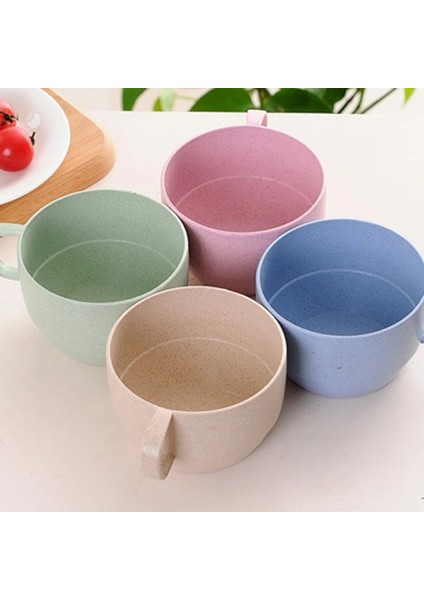 Açık Yeşil 4 Adet Iskandinav Tarzı Plastik Çay Bardağı Kahve Çay Sütlü Içecek Bardağı Çevre Dostu Yeniden Kullanılabilir Buğday Samanı Bardak Seyahat Banyo Diş Fırçası Bardağı (Yurt Dışından)