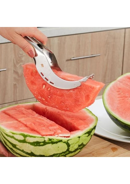 Kırmızı Set Karpuz Kesici Aracı Mutfak Kesici Karpuz Kesiciler Meyve Dilimleme Karpuz Bıçağı Kavun Alet Paslanmaz Dilimleme (Yurt Dışından)