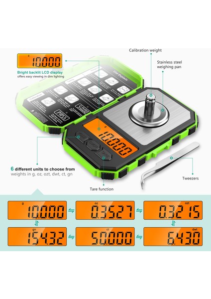 A1-0.001G 50G-MAVI 50G 0.001G Dijital Terazi Taşınabilir Mini Elektronik Tartı Hassas Profesyonel Cep Ölçeği Miligram 20G Kalibrasyon Ağırlıkları (Yurt Dışından) modelleri