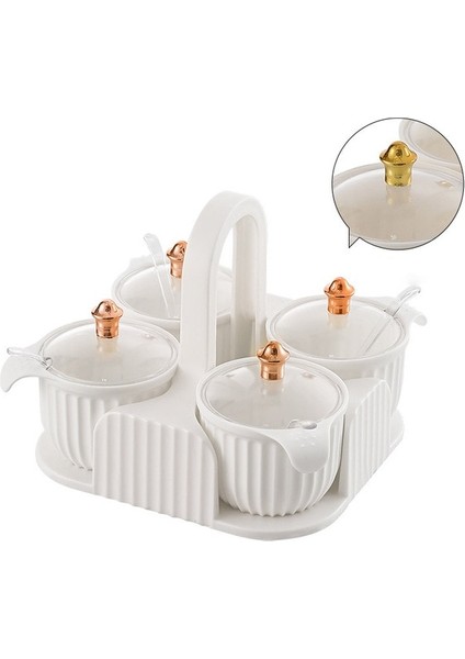 Beyaz Iskandinav Tarzı Yaratıcı Mutfak Baharat Kavanoz Baharat Kutusu Kombinasyonu Set Şeffaf Kapak Basit Tuz Kavanoz Baharat Kutusu (Yurt Dışından)