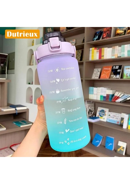 Pembe A Çıkartması ile 2l 64OZ 2 Litre Su Şişesi Motivasyon Içme Şişesi Zaman Işaretleyici Çıkartmaları ile Spor Su Şişesi Taşınabilir Yeniden Kullanılabilir Su Bardakları (Yurt Dışından)