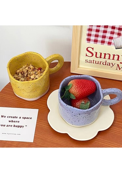 Sarı Yaklaşık 280 ml Yaratıcı Halka Kolu Seramik Kupa Şeker Renk Süt Kahve Fincanı Ofis Ev Drinkware Mikrodalga Fırın Çift Tutma Bardaklar Eğlenceli Kupalar (Yurt Dışından) fiyatları